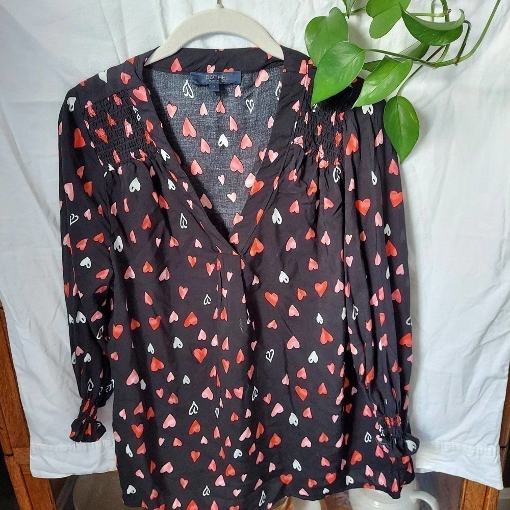 Rachel Rachel Roy Heart Blouse, Long Sleeves, Size M